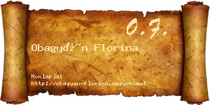 Obagyán Florina névjegykártya